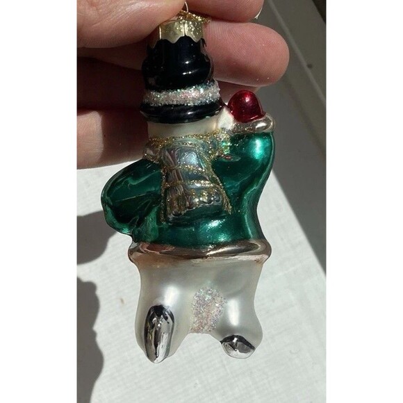 Vintage Set Of 6 Lubeck Glass Blown Snowman Ornaments Ames Hat - Picture 9 of 15